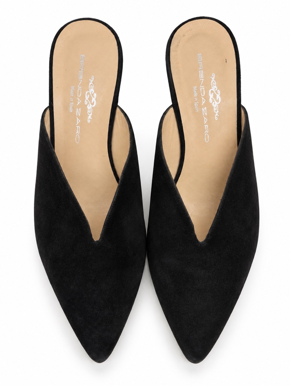 Brenda Zaro Black Suede Pointed-Toe Slip-On Mules